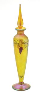 Lundberg Studios, California, Crystal Luster Perfume Bottle Ca. 1997, H 11.6" Dia. 2"