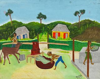 Fred Charles (Haitian/Cap-Haïtien, 20th c.) Processing Sugar Cane, 1981