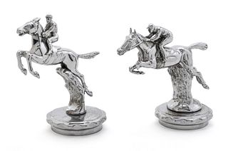 English Steeplechase Motor Mascots, L. Lejeune And Desmo, Ca. 20th C., H 5.5" And 6"