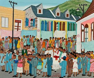 J. Belizaire (Haitian/Cap-Haпtien, 20th c.) "Possession Celebrassion La Fete Dieu", 1985
