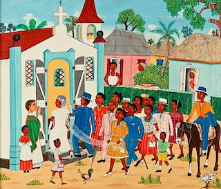 E.P. Augustin (Haitian/Cap-Haïtien, 20th c.) Wedding Procession Entering Church