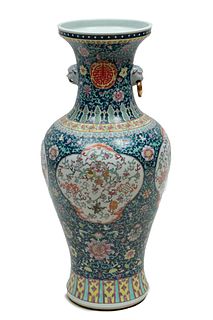 Monumental Chinese Qing Dynasty Style Porcelain Palace Vase 21st C., H 37" Dia. 17"