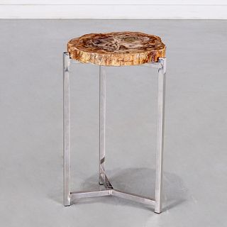 Contemporary Designer petrified wood side table