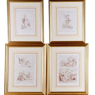 Francois Boucher (after), (4) sepia engravings