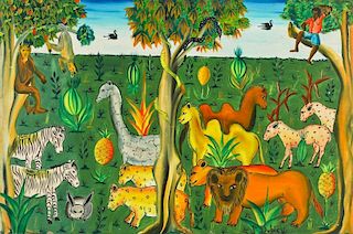 Jean-Nelson Dubic (20th c.) Animals Gather for Noah's Ark