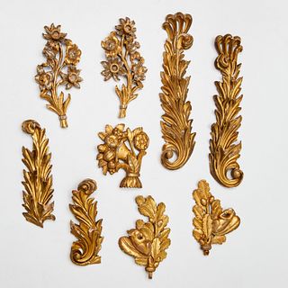Collection antique giltwood appliques and ornament