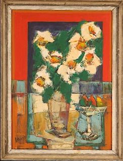EDWARD R. LEWIS (1914-1992) ABSTRACT FLORAL STILL LIFE