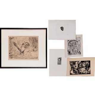 (5) Signed etchings, incl. Rapael Soyer