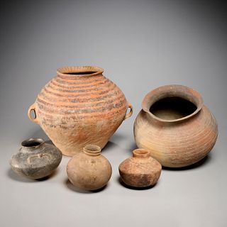 Group ancient Chinese pottery vessels