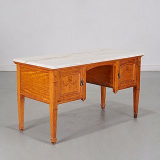Edwardian inlaid satinwood dressing table desk