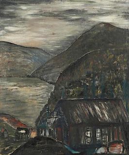 Jon Serl (American/California, 1894-1993) High Lake, Gray Sky, c. 1990