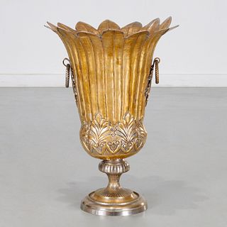 Large Indian silvered brass floor vase