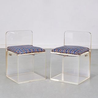 Pair custom Lucite slipper chairs