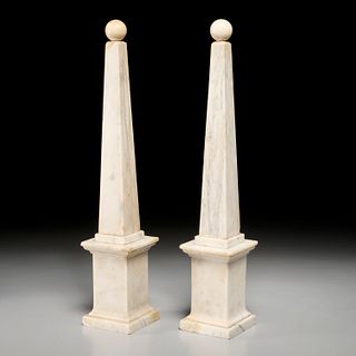 Pair antique Italian carved marble obelisks