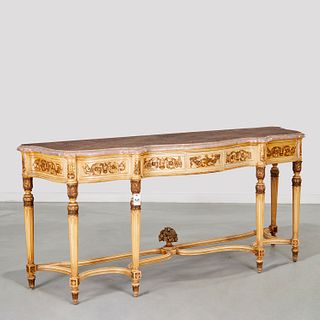 Louis XVI style painted marble top console