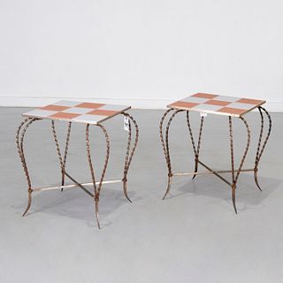 Pair Contemporary wrought iron side tables