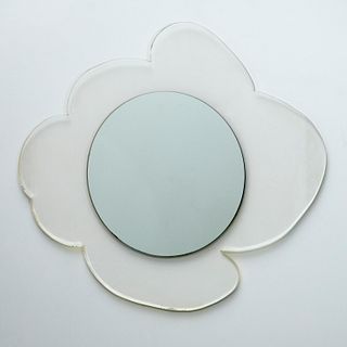 Custom Lucite flower-form wall mirror