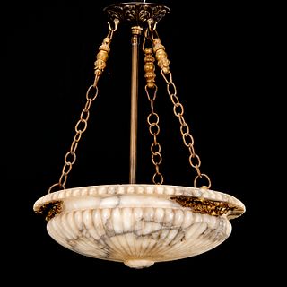 Italian Neo-Classic carved alabaster chandelier