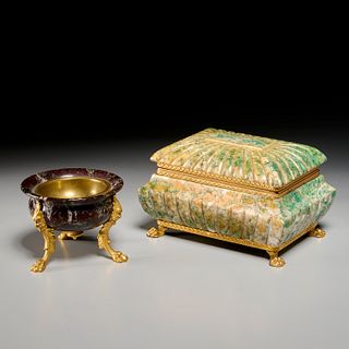 Empire style carved stone box and censer
