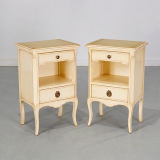 Pair French style cream painted nightstands