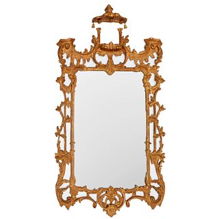Chinese Chippendale style giltwood wall mirror