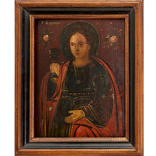 Russian or Greek icon painting, Saint Barbara