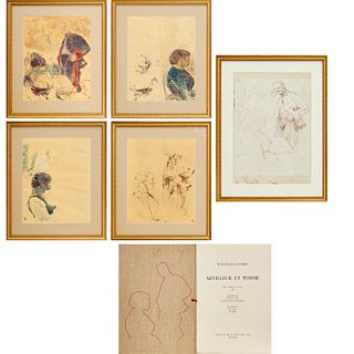 After Toulouse-Lautrec, (5) framed pochoir prints