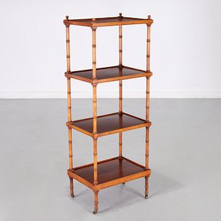 Sheraton style bamboo-turned four-tier etagere