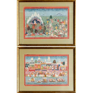 (2) Large Indo-Persian Moghul paintings
