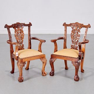 Pair Chippendale style carved child's chairs