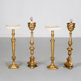 Large Continental candlestick lamps and stands