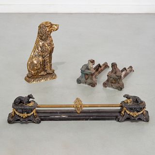 Assembled dog themed fireplace suite