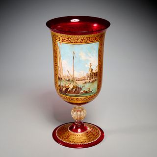 After Guardi, large Ghisetti Murano glass vase