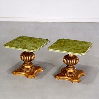 Pair Italian gilt and faux painted low side tables