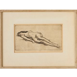 James Sanford Hulme, etching of a nude