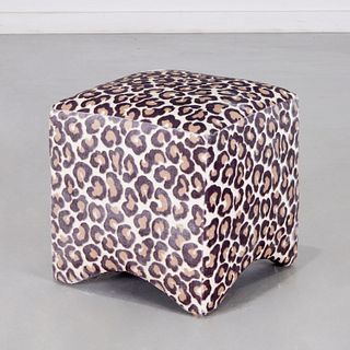 Contemporary Designer leopard print pouf