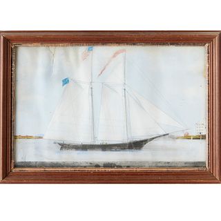 American maritime, pastel on board, 1872