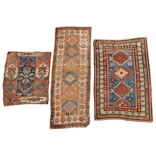 (3) antique Caucasian rugs and runner