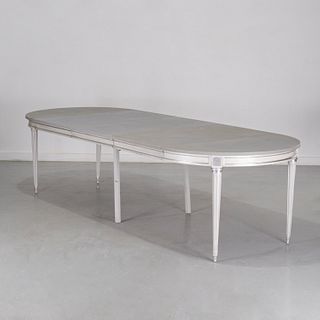 Custom Louis XVI style silver lacquer dining table