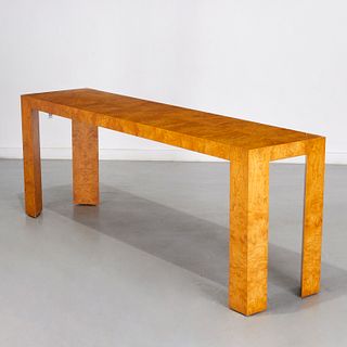 Baughman style burlwood console table