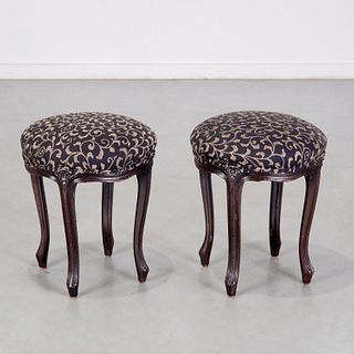 Pair Louis XV style upholstered stools