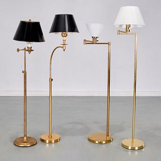 (4) articulated brass floor lamps, incl. Nessen