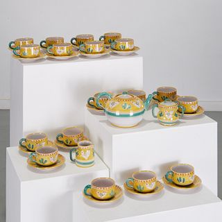 Italian modern glazed ceramic tea set