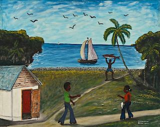 Edger Jean-Baptiste (Haitian/Bainet, 1917-1992) Encounter by the Bay
