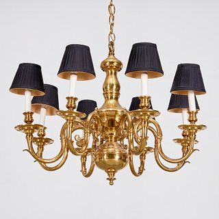Large Dutch Baroque style brass chandelier