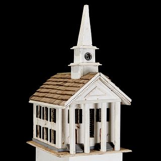 Vintage Folk Art birdhouse modeled as a church