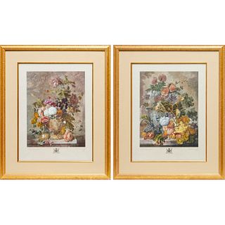 After Jan van Huysum, pair of floral prints