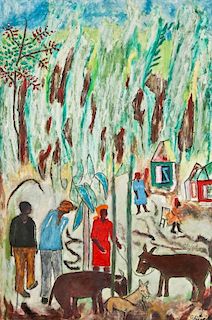 Odilon Pierre (Haitian/Port-au-Prince, 1933-1988) People and Animals