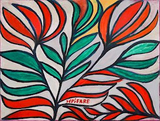 Toussaint St. Pierre (1923-1985) Multi-Colored Leaf Study