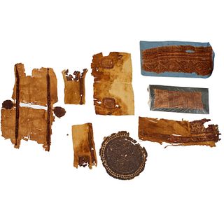 Group (8) ancient textile fragments